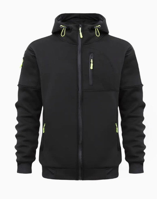 Men's Sweater Hoodie Zipper Multi-pocket Embroidery Badge