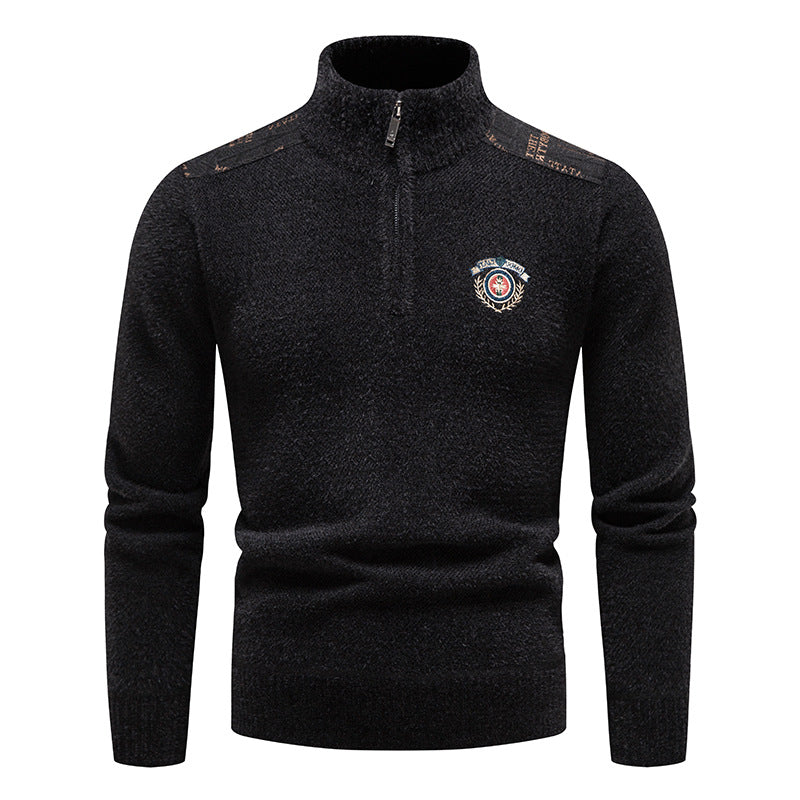 Velvet Stand Collar Thickened Men's Clothing Sweater