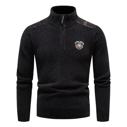 Velvet Stand Collar Thickened Men's Clothing Sweater