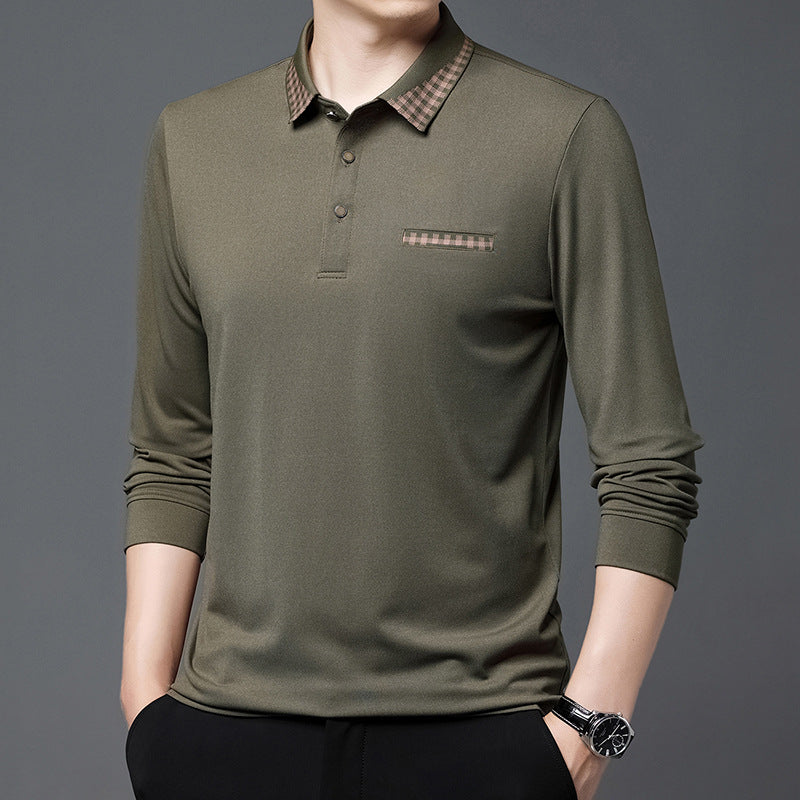 Solid Color Casual Dad Long-t-shirt