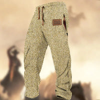 Technology Printing Trousers Elastic Closed Rope Straight-leg Trousers
