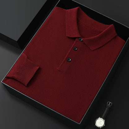 Spring And Autumn New Fashion Casual Polo Collar Long-sleeved Sweater Men