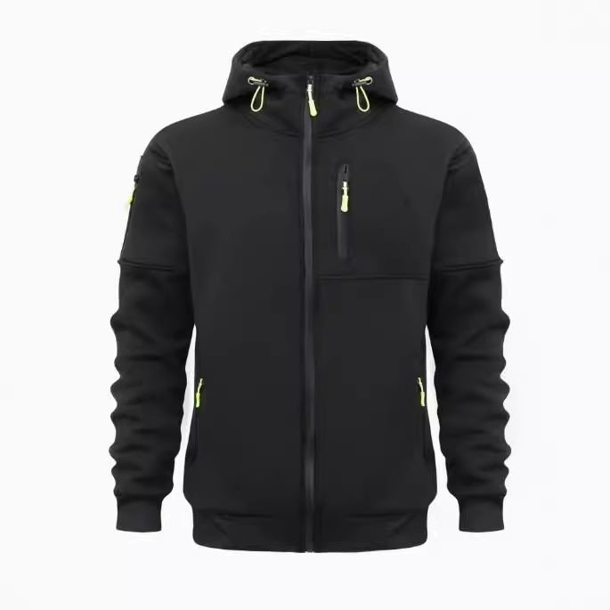 Men's Sweater Hoodie Zipper Multi-pocket Embroidery Badge