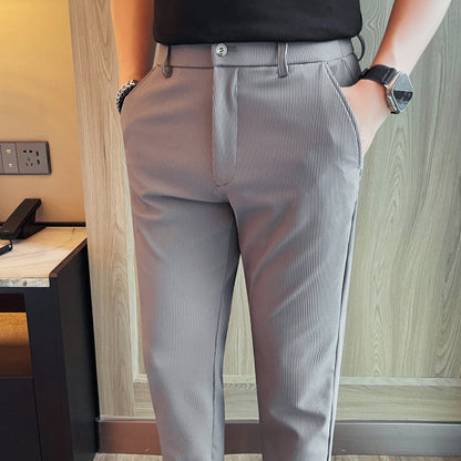 Men's Casual Straight-leg Dark Pattern Ice Silk Cropped Pants