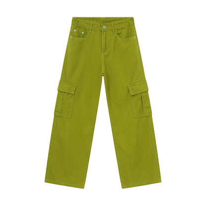 Men's Solid Color Basic Loose Casual Straight-leg Denim Trousers