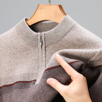 Zipper Collar Sweater Men's Thickened Long-sleeved Sweater