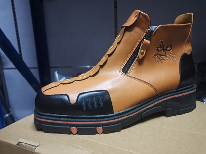 Men's Short Boots Round Toe Large Size Side Zipper Martin Boots