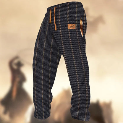 Technology Printing Trousers Elastic Closed Rope Straight-leg Trousers