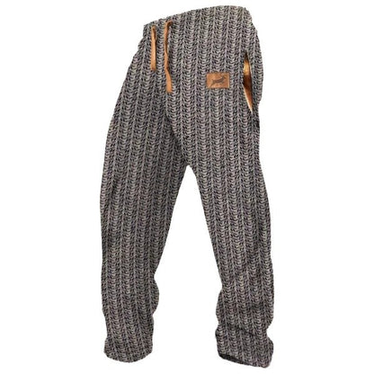 Technology Printing Trousers Elastic Closed Rope Straight-leg Trousers