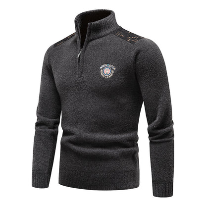 Velvet Stand Collar Thickened Men's Clothing Sweater