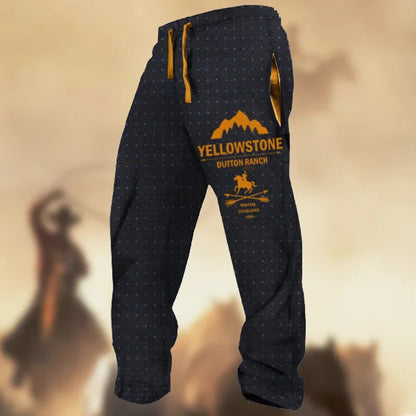 Technology Printing Trousers Elastic Closed Rope Straight-leg Trousers
