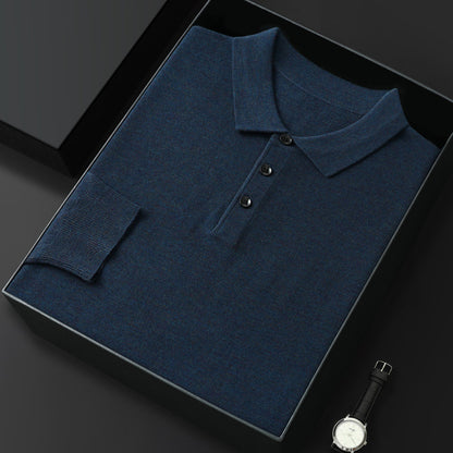 Spring And Autumn New Fashion Casual Polo Collar Long-sleeved Sweater Men