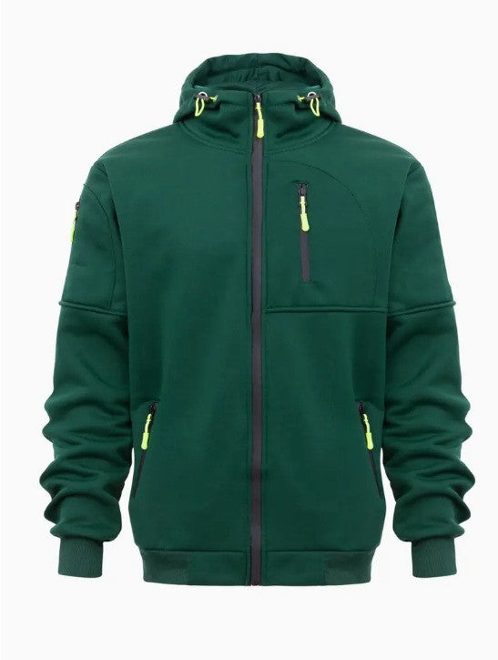 Men's Sweater Hoodie Zipper Multi-pocket Embroidery Badge