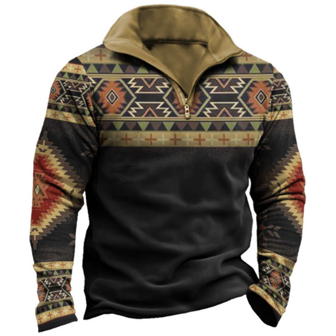 Men's Retro Color Printing Fashion Sports Golf Top Casual T-shirt