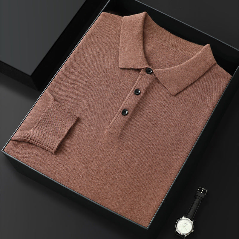 Spring And Autumn New Fashion Casual Polo Collar Long-sleeved Sweater Men