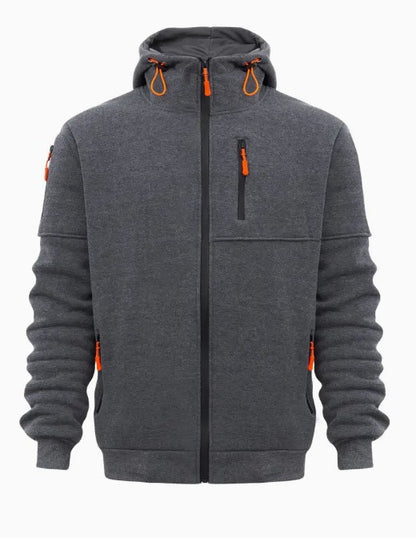 Men's Sweater Hoodie Zipper Multi-pocket Embroidery Badge