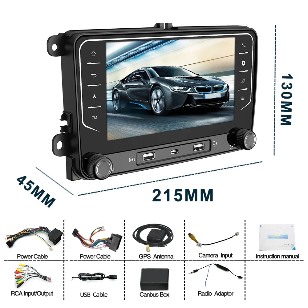 2 Din Car Radio Android14 Car Multimedia Player GPS WiFi Carplay For Volkswagen Skoda Octavia golf 5 6 touran passat polo Jetta