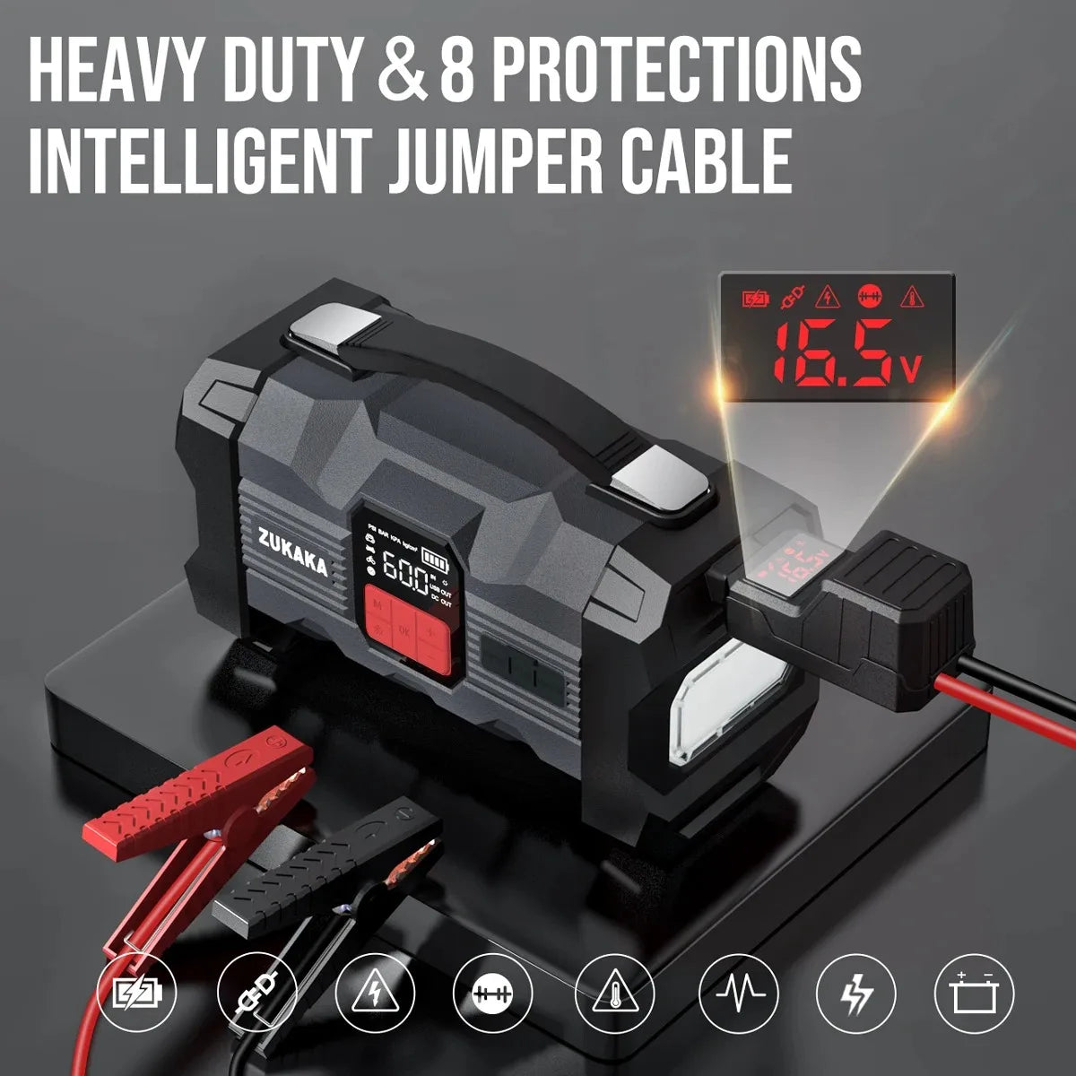 ZUKAKA 26800mAh Jump Starter with Air Compressor 4000A Booster Tyre Inflator Portable Car Battery Power Bank Charger Air Pump