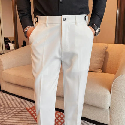 Men Suit Pants British Style Formal Dress Pants 2024 Autumn Winter New Business Casual Straight Slim Fit Trousers Men Clothing