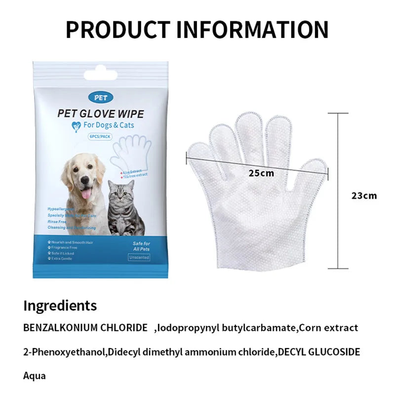 Pet cleaning supplies disposable gloves cat and dog bath cleaning   wet wipes gloves deodorizing Grooming Gloves for Daily Care