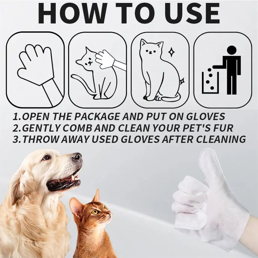 Unscented Extra Thick Pet Cleaning Wipes for Dogs & Cats,Dog Washing Bathing Deodorizing Grooming Gloves for Daily Care