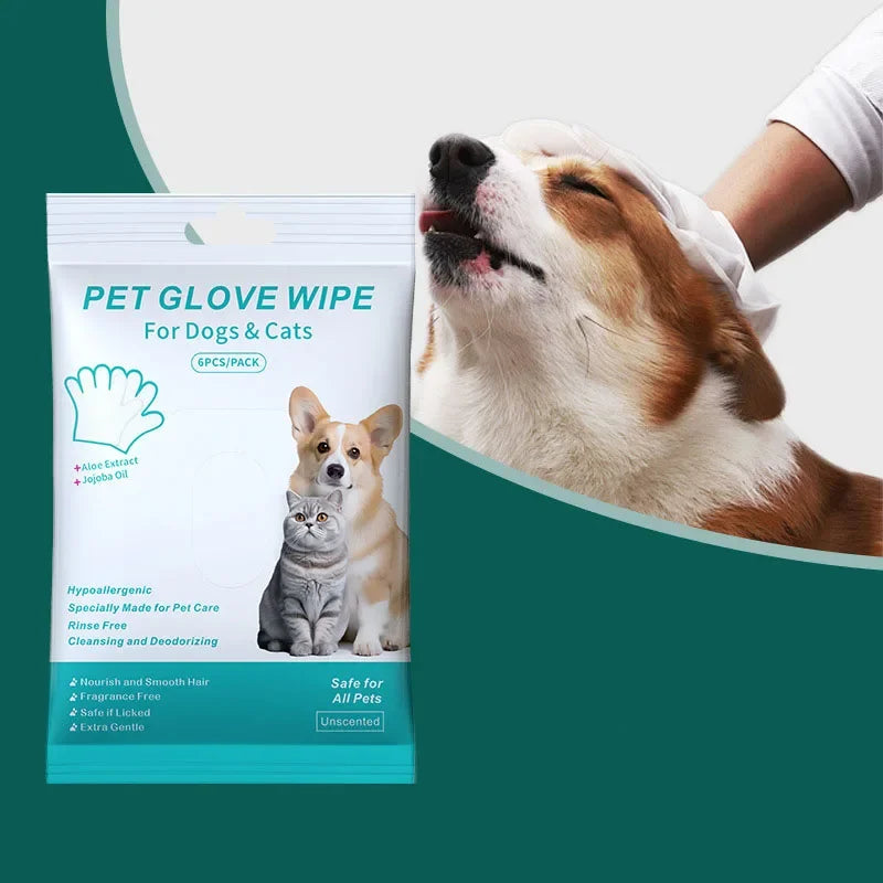 Pet cleaning supplies disposable gloves cat and dog bath cleaning   wet wipes gloves deodorizing Grooming Gloves for Daily Care