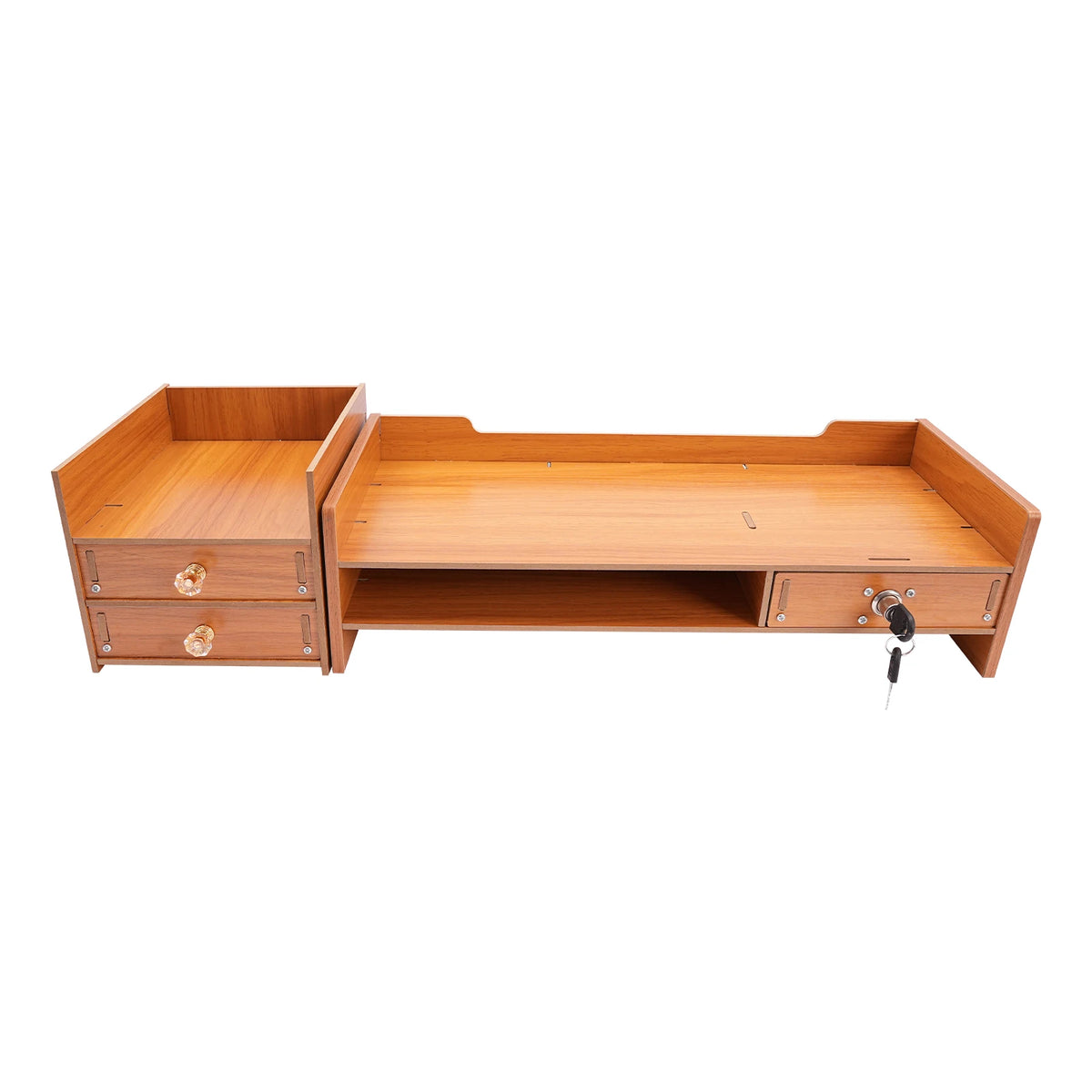 Wooden Monitor Stand Desk Computer Monitor Stand with Three Drawers and Two Keys, Computer Monitor Stand for PC Monitor Laptop