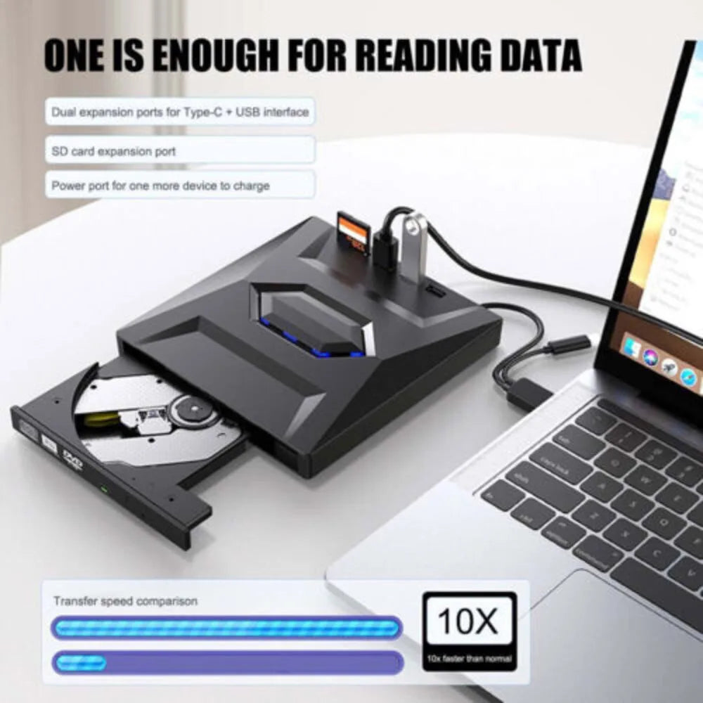 7In1 External USB 3.0 DVD CD RW Writer Drive Burner Reader Player For Laptop PC