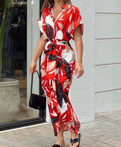 High Waisted Lady Shirt Dress for Women Clothing Summer Classic Casual Slim Short Sleeve Women Dress Female Solid Long Skir