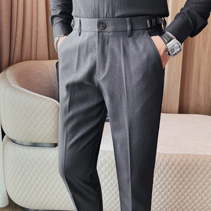 Men Suit Pants British Style Formal Dress Pants 2024 Autumn Winter New Business Casual Straight Slim Fit Trousers Men Clothing