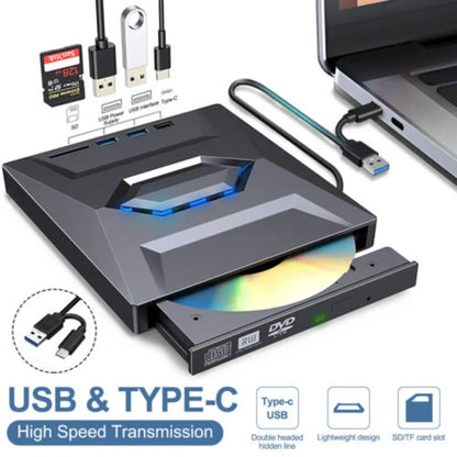 7In1 External USB 3.0 DVD CD RW Writer Drive Burner Reader Player For Laptop PC