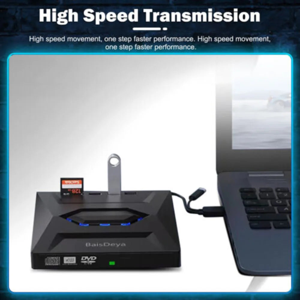 7In1 External USB 3.0 DVD CD RW Writer Drive Burner Reader Player For Laptop PC