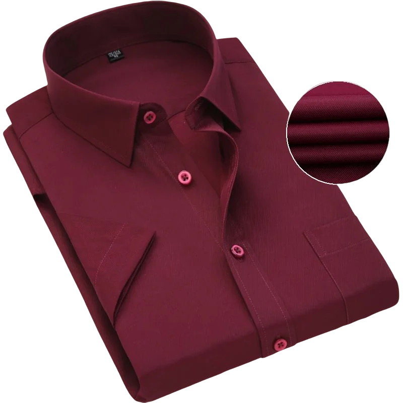 Men Short Sleeve Dress Shirt Plus Size Summer Fashion Slim Fit Casual Social Shirts Comfortable Breathable Thin Tops Male