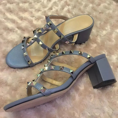 Women Slippers Open Toe Sandals High Heels Shoes Woman Summer 2025 Trend Elegant Pumps Dress Shallow Chunky Zapatillas De Mujer