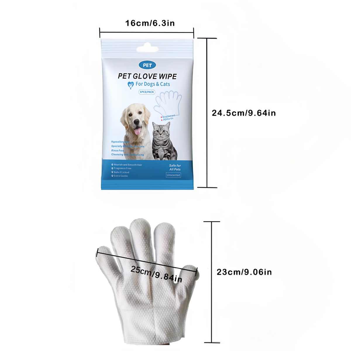 4 packs of 24 pieces，Pet gloves wet wipes - Special disposable cleaning wet wipes for pets, gentle and non-irritating