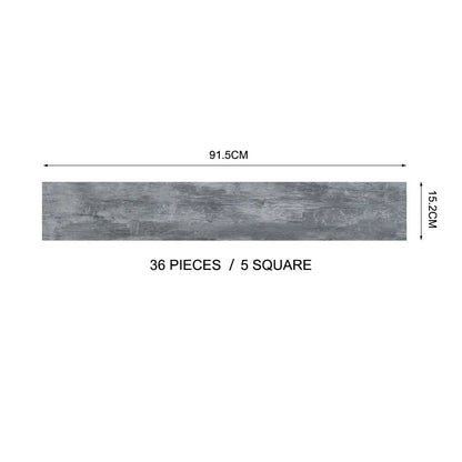 Dark Grey PVC Wood Plank Flooring Scratch & Water Resistant, Realistic Wood Grain, Peel-and-Stick Installation 91.5x15.2cm
