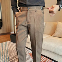 Men Suit Pants British Style Formal Dress Pants 2024 Autumn Winter New Business Casual Straight Slim Fit Trousers Men Clothing