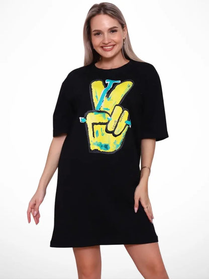 Women's Dress 3D Printed Long Clothes Plus Size Short Sleeve T-Shirt Crew Neck Casual Pullover Sportswear Homewear Loose Tops