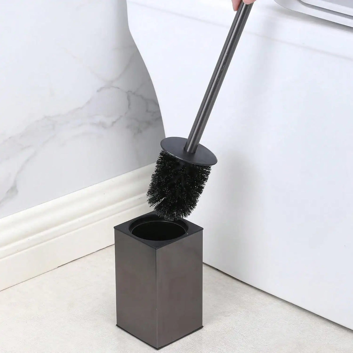 Toilet Brush Holder Freestanding Square Toilet Brush Stainless Steel Freestanding With Lid Toilet Cleaner Brush Set