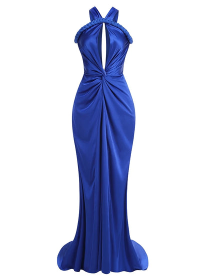 Sexy Asymmetrical Straps Hollow Out Maxi Dress Women Red Sleeveless Backless Slim Mermaid Maxi Dresses Evening Party Gowns
