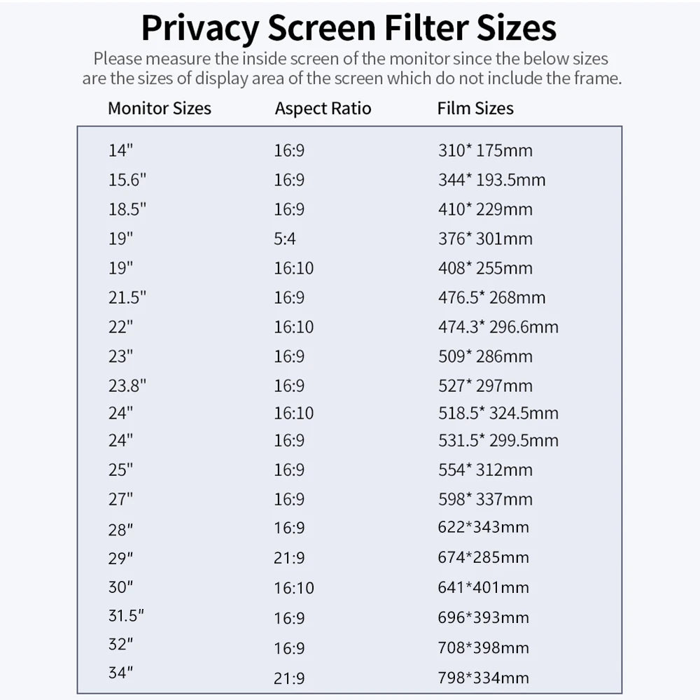 Privacy Screen Filter Reversible High-transmittance 30° Invisible Anti-UV Anti-glare Film