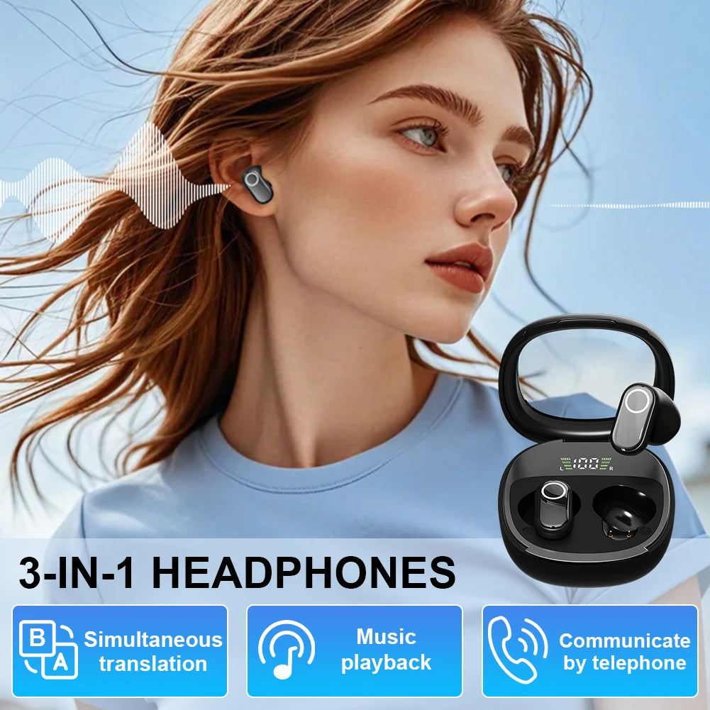 M86 AI Translator Earbuds Real Time 144 Languages Simultaneous Business Interpretation Earphones Smart Voice Translator Device
