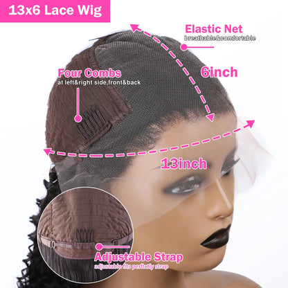30 40 Inch 250 Density Bone Straight 13X6 Hd Lace Frontal Wig 13X4 Transparent Lace Front Pre Plucked 100% Human Hair For Women