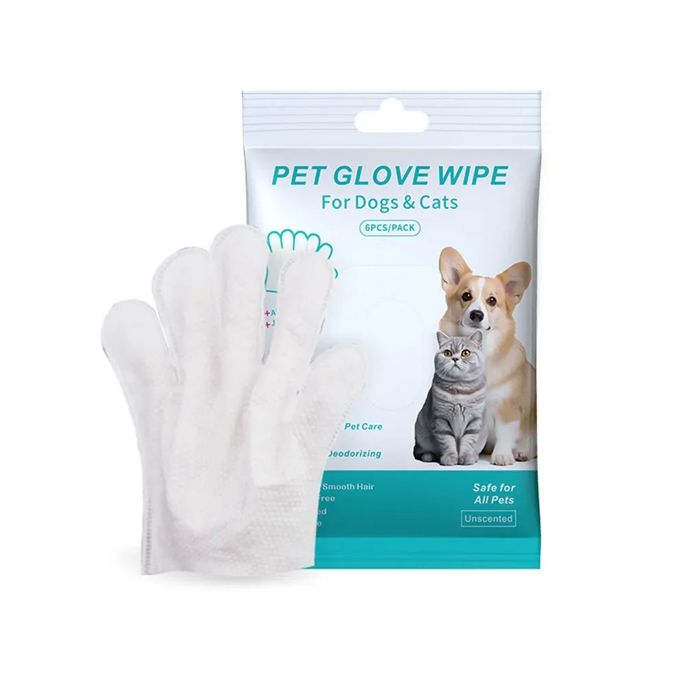 Pet cleaning supplies disposable gloves cat and dog bath cleaning   wet wipes gloves deodorizing Grooming Gloves for Daily Care