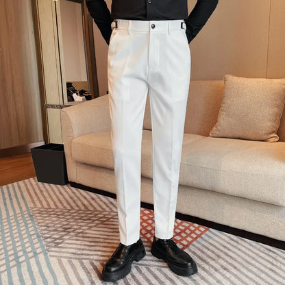 Men Suit Pants British Style Formal Dress Pants 2024 Autumn Winter New Business Casual Straight Slim Fit Trousers Men Clothing