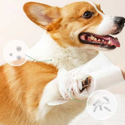 4 packs of 24 pieces，Pet gloves wet wipes - Special disposable cleaning wet wipes for pets, gentle and non-irritating
