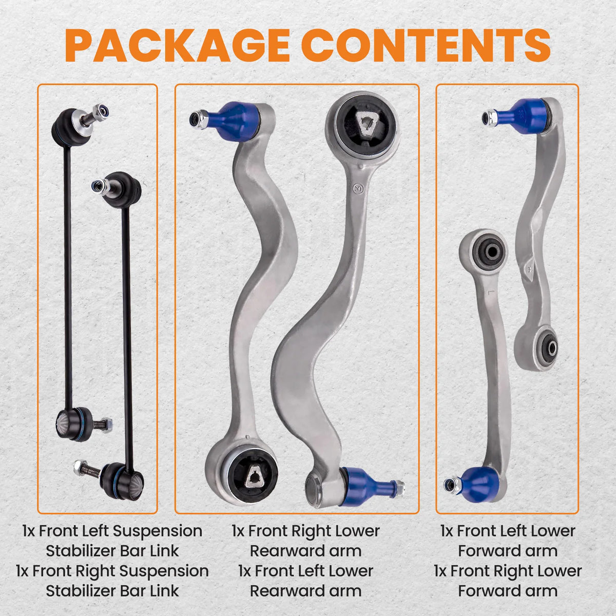 6x Front Lower Rearward Forward Control Arm For BMW 525i 528i 530i 545i 550i