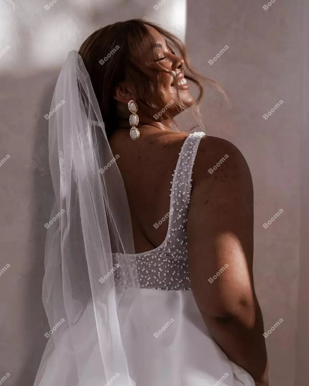 Booma Short Wedding Dresses Straps Sweetheart Pearls Mini Bridals Gowns for Wedding Prom Cocktail Party Dress Outfits Customized