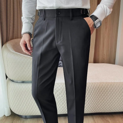 Men Suit Pants British Style Formal Dress Pants 2024 Autumn Winter New Business Casual Straight Slim Fit Trousers Men Clothing