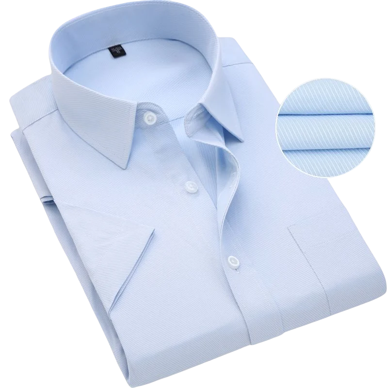 Men Short Sleeve Dress Shirt Plus Size Summer Fashion Slim Fit Casual Social Shirts Comfortable Breathable Thin Tops Male